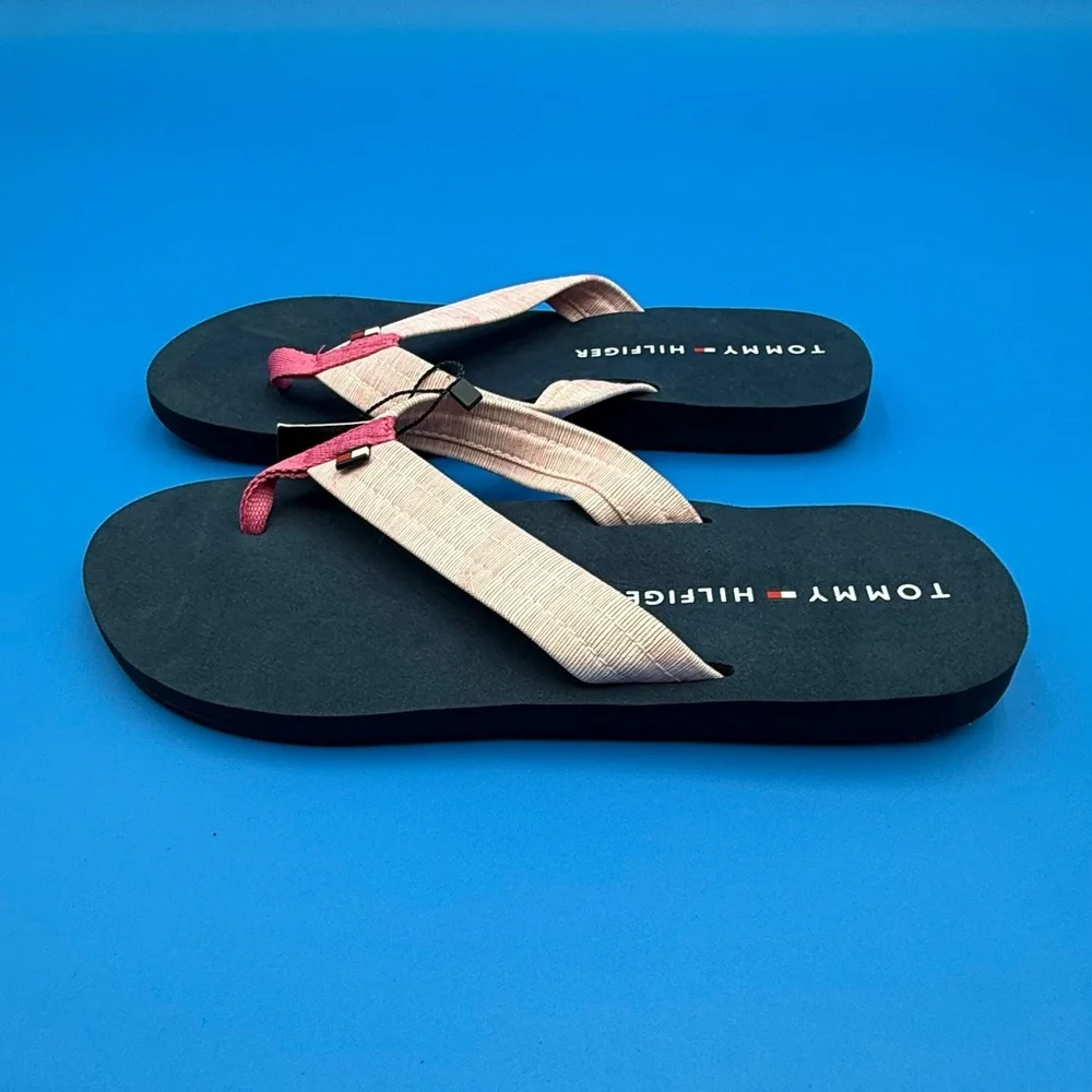 Tommy Hilfiger Black and‎ Pink Sandals, NWT ships next day .